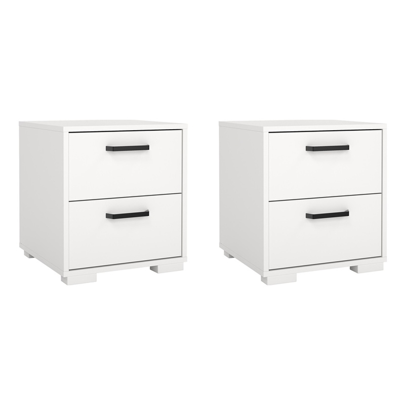 Tvilum Sofia 2 Drawer Engineered Wood Nightstand in White - Set of 2
