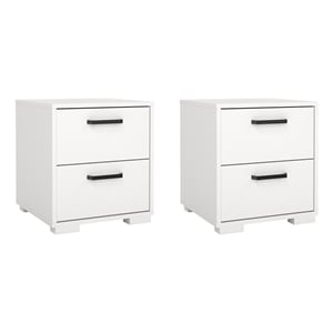 Tvilum Sofia 2 Drawer Engineered Wood Nightstand in White - Set of 2