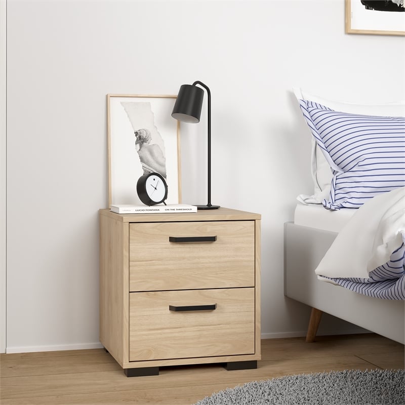 Tvilum Sofia 2 Drawer Engineered Wood Nightstand in Oak