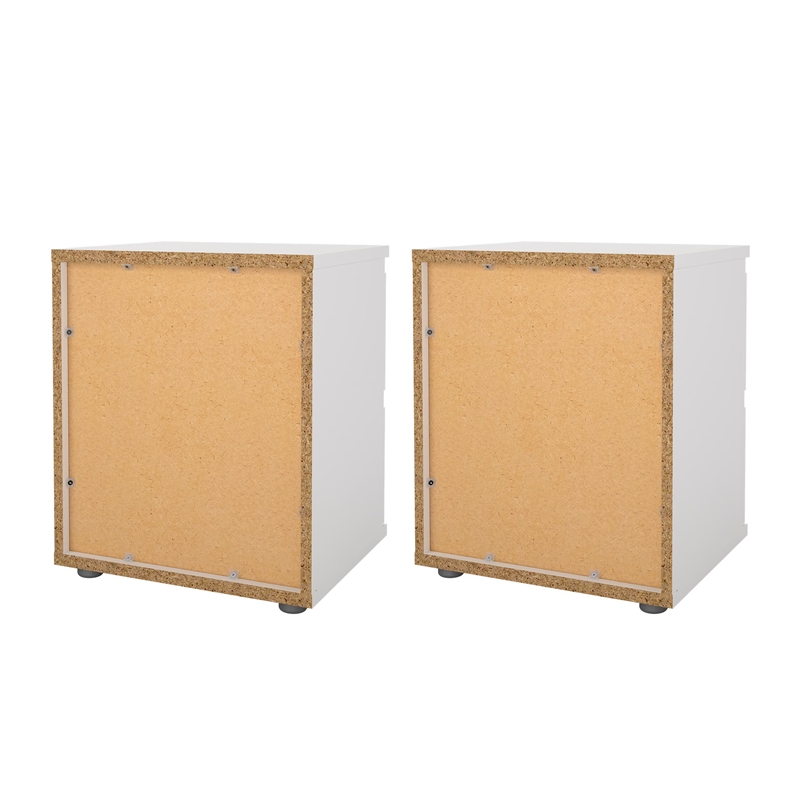 Tvilum Aurora Engineered Wood 2 Drawer White Nightstand - Set of 2
