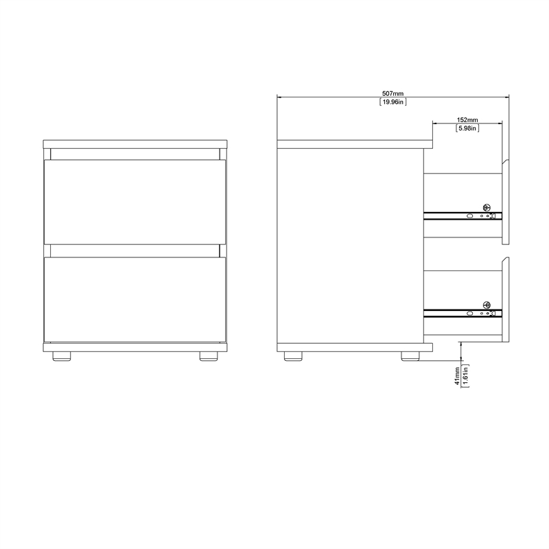 Tvilum Aurora Engineered Wood 2 Drawer White Nightstand - Set of 2