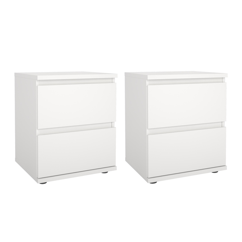 Tvilum Aurora Engineered Wood 2 Drawer White Nightstand - Set of 2