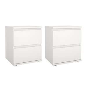 Tvilum Aurora Engineered Wood 2 Drawer White Nightstand - Set of 2