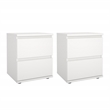 Tvilum Aurora Engineered Wood 2 Drawer White Nightstand - Set of 2