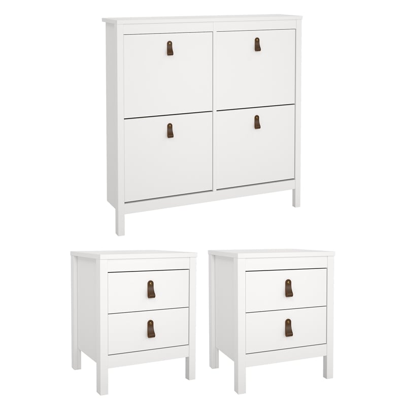 Tvilum Madrid 3-Piece Engineered Wood Bedroom Set in White