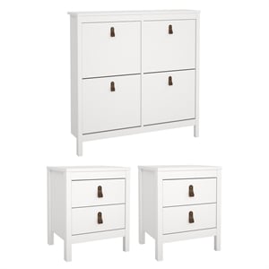 Tvilum Madrid 3-Piece Engineered Wood Bedroom Set in White