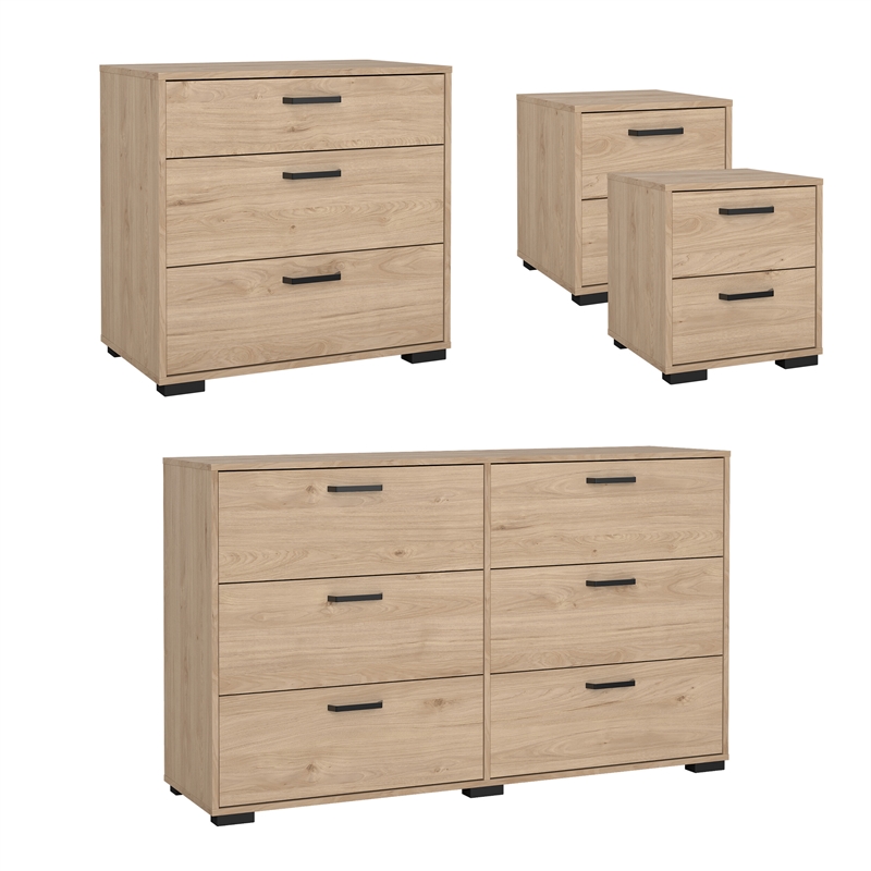 Tvilum Sofia 4-Piece Engineered Wood Bedroom Set in Oak