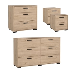 Tvilum Sofia 4-Piece Engineered Wood Bedroom Set in Oak
