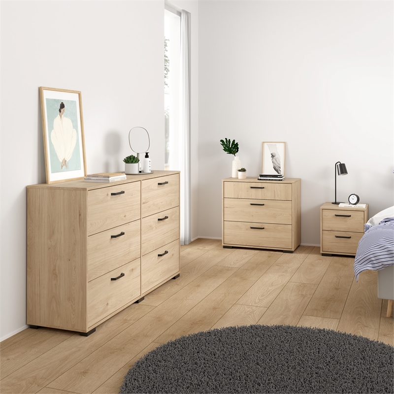 Tvilum Sofia 3-Piece Engineered Wood Bedroom Set in Oak