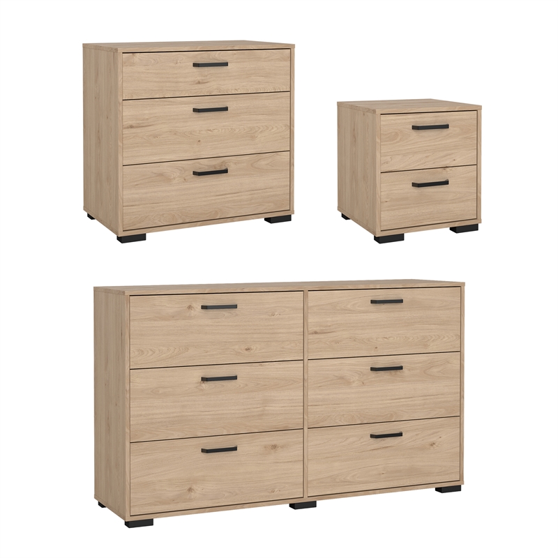 Tvilum Sofia 3-Piece Engineered Wood Bedroom Set in Oak