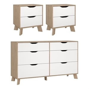 Tvilum Ikast 3Pc Engineered Wood Bedroom Set in Oak and White