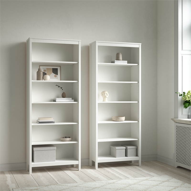 Tvilum Madrid 2-Piece Engineered Wood White Bookcase Set