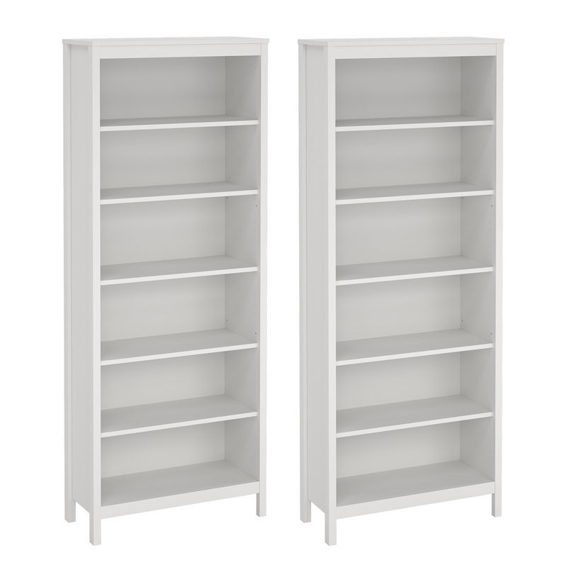 Tvilum Madrid 2-Piece Engineered Wood White Bookcase Set