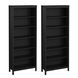 Tvilum Madrid 2-Piece Engineered Wood Matte Black Bookcase Set