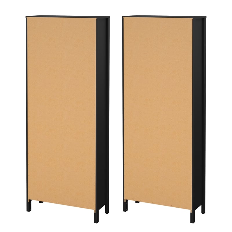 Tvilum Madrid 2-Piece Engineered Wood Matte Black Bookcase Set