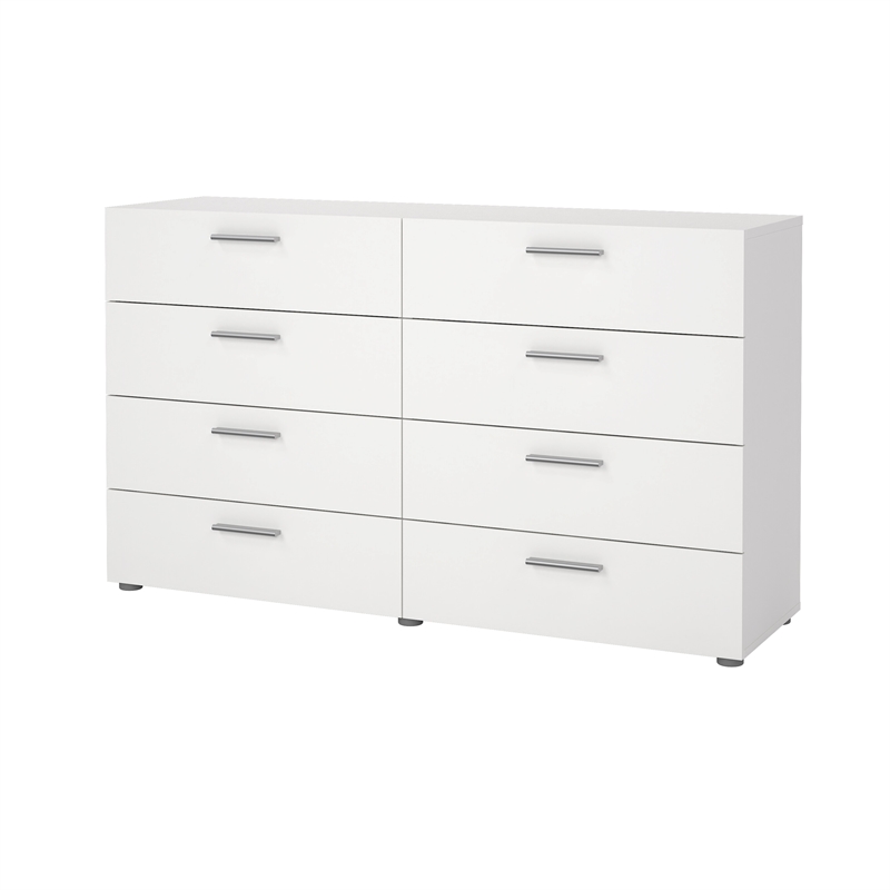Tvilum Austin Contemporary 8 Drawer Double Dresser in White