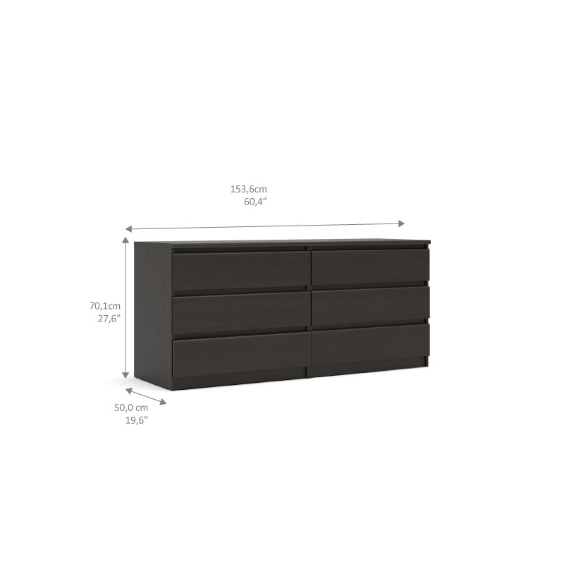 Tvilum Scottsdale 6 Drawer Double Dresser In Coffee 7029620
