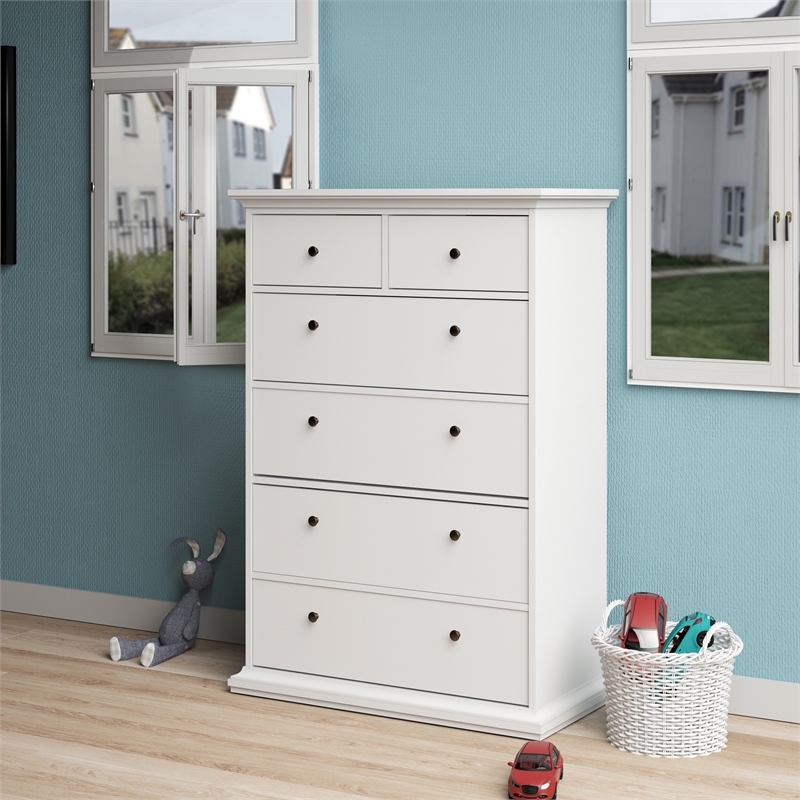 Tvilum Sonoma Engineered Wood 6Drawer Bedroom Chest in White