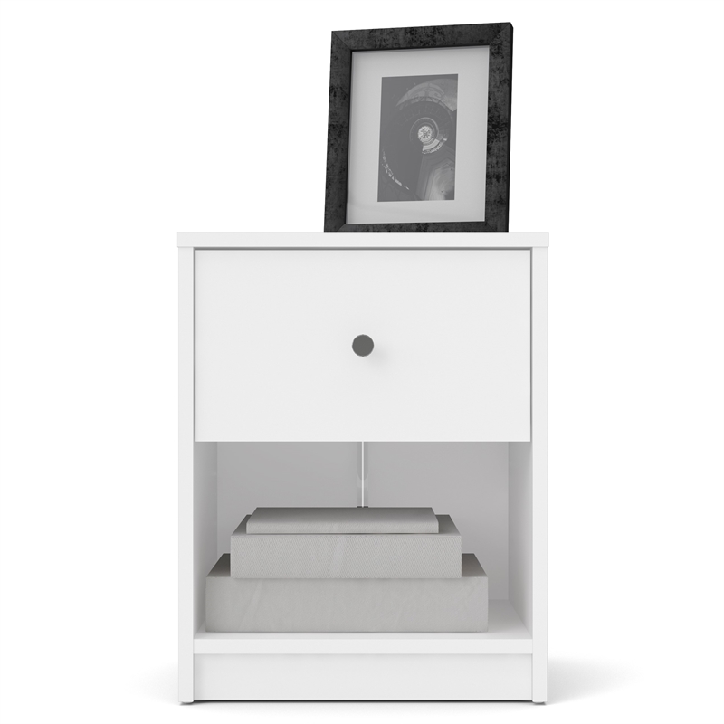 Tvilum Portland 1 Drawer Wood Nightstand in White 7033149