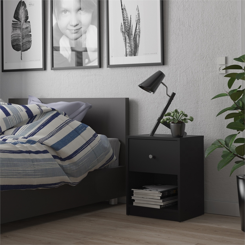 Tvilum Portland 1 Drawer Nightstand in Black