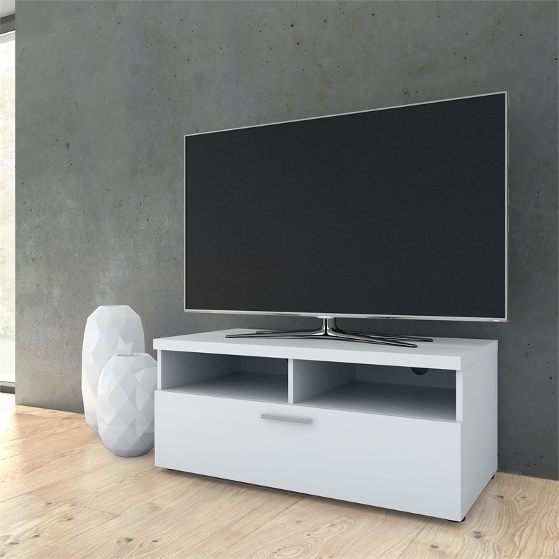 Tvilum Nashville TV Stand – White High Gloss, 2 Drawer & 3 Door Sideboard