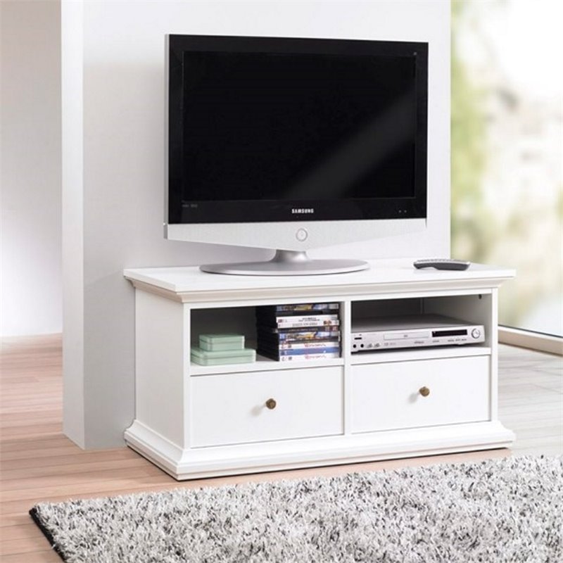 Tvilum Sonoma 2 Drawer TV Stand with 2 Shelves in White ...