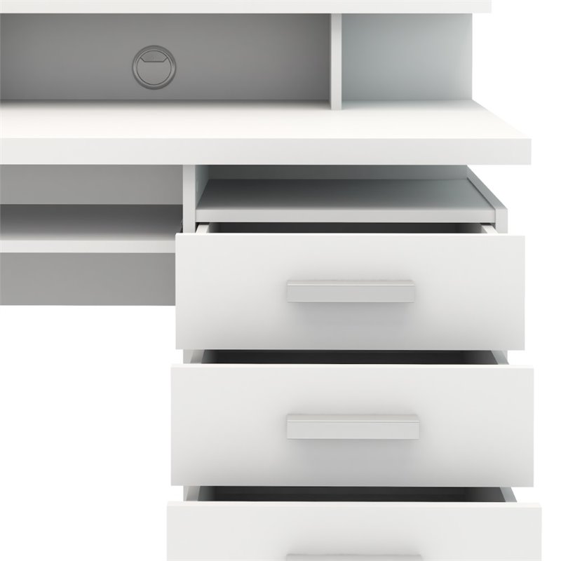 Four Drawer Computer Desk in White 8012549