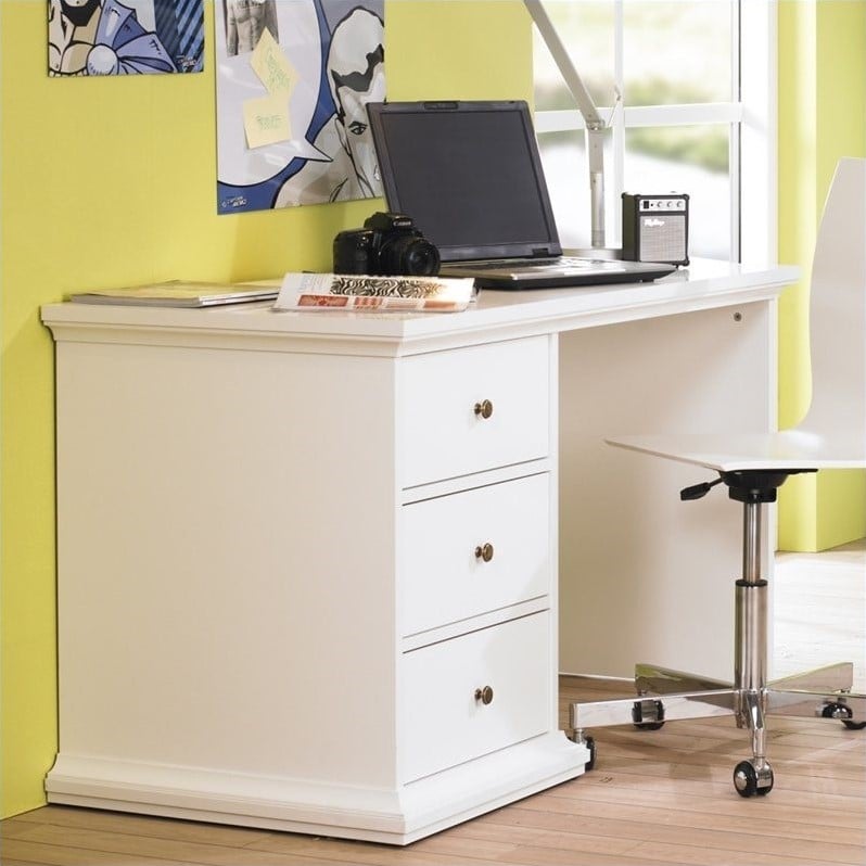 Three Drawer Desk in White 7782049