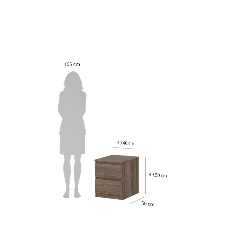 Tvilum Scottsdale 2 Drawer Wood Nightstand in Truffle