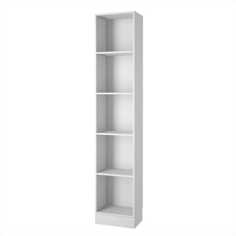 Tvilum Element Tall Narrow 5 Shelf Bookcase in White - 7177549