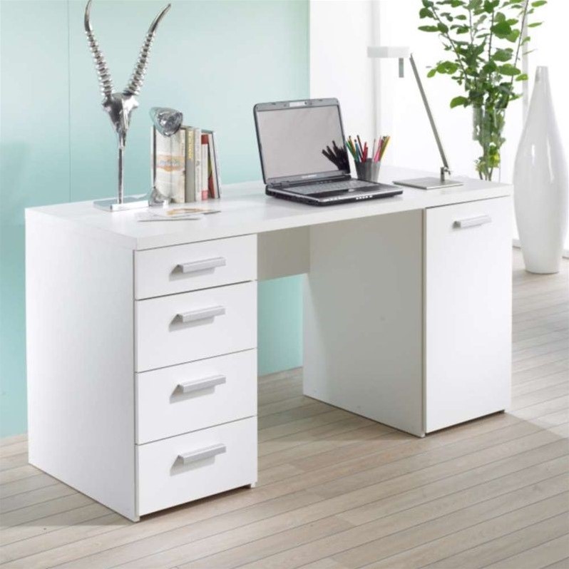 Tvilum Whitman Plus Computer Desk In White 8012149 Tvilum Whitman Plus Computer Desk In White