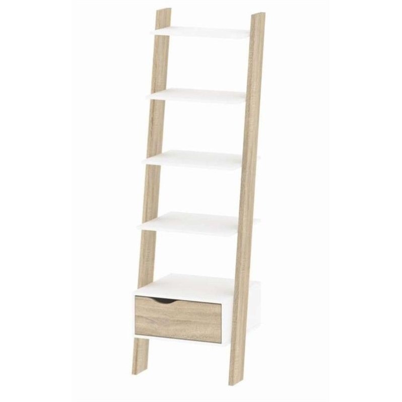 Tvilum Element Tall Narrow 5 Shelf Bookcase in White