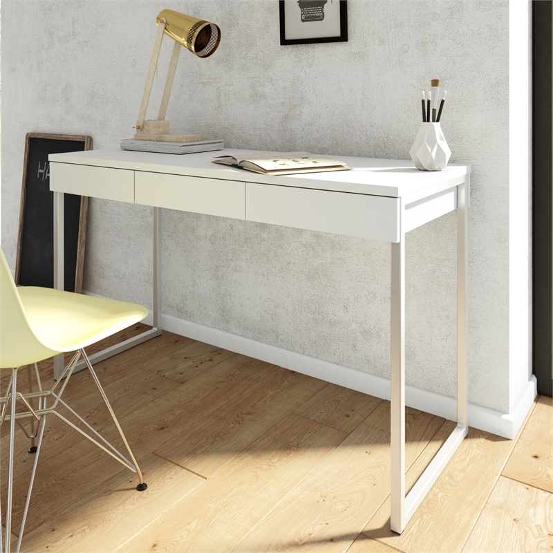 Tvilum Worth 3 Drawer Computer Desk in White