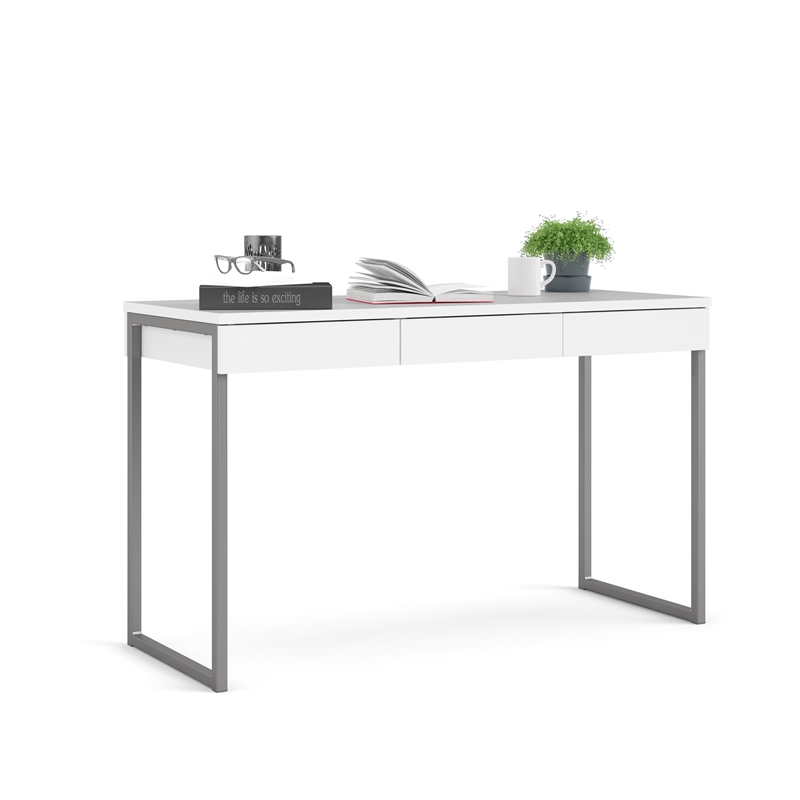 Tvilum Worth 3 Drawer Computer Desk in White