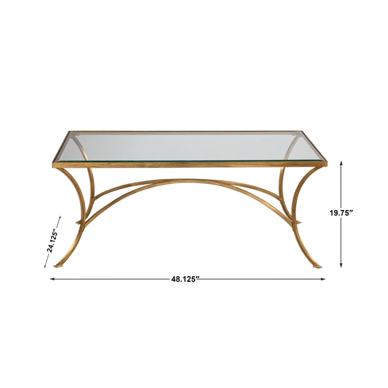 Uttermost Alayna Contemporary Metal and Wood Coffee Table in Gold