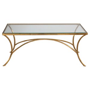 Uttermost Alayna Contemporary Metal and Wood Coffee Table in Gold