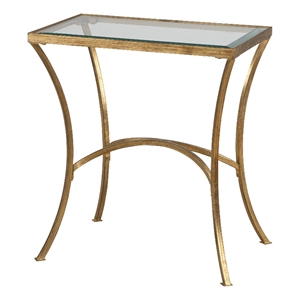 Uttermost Alayna Contemporary Metal and Glass End Table in Gold