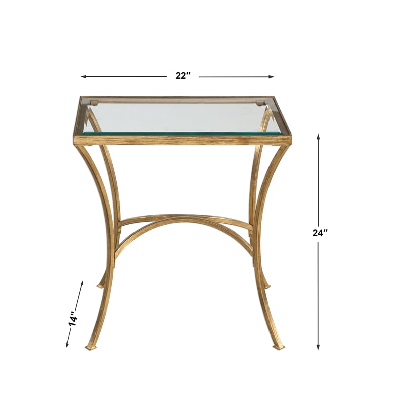 Uttermost Alayna Contemporary Metal and Glass End Table in Gold