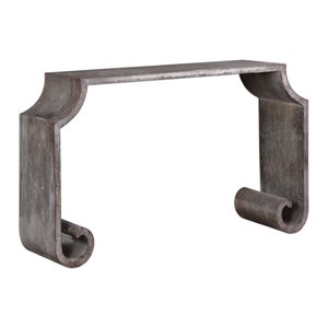 Uttermost Agathon Contemporary Sheet Zinc Console Table in Stone Gray