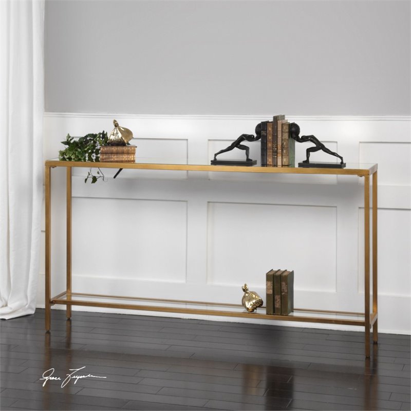 Uttermost Hayley Modern Style Metal Console Table in Gold Finish