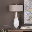Uttermost Cardoni Contemporary Iron Glass Crystal and Linen Table Lamp in White