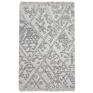 Uttermost Campo 96x120&quot Contemporary Cotton Rug in Ivory and Black