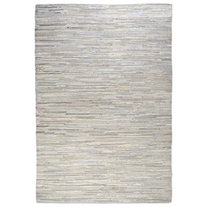 uttermost nyala hand woven leather rug in light beige and gray