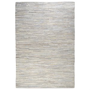 Uttermost Nyala 96x120&quot Recycled Leather and Hemp Rug in Light Beige
