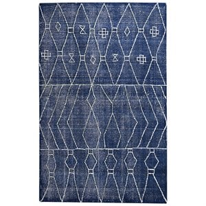 Uttermost Fressia 96x120&quot Coastal Hand Woven Wool Rug in Indigo Blue