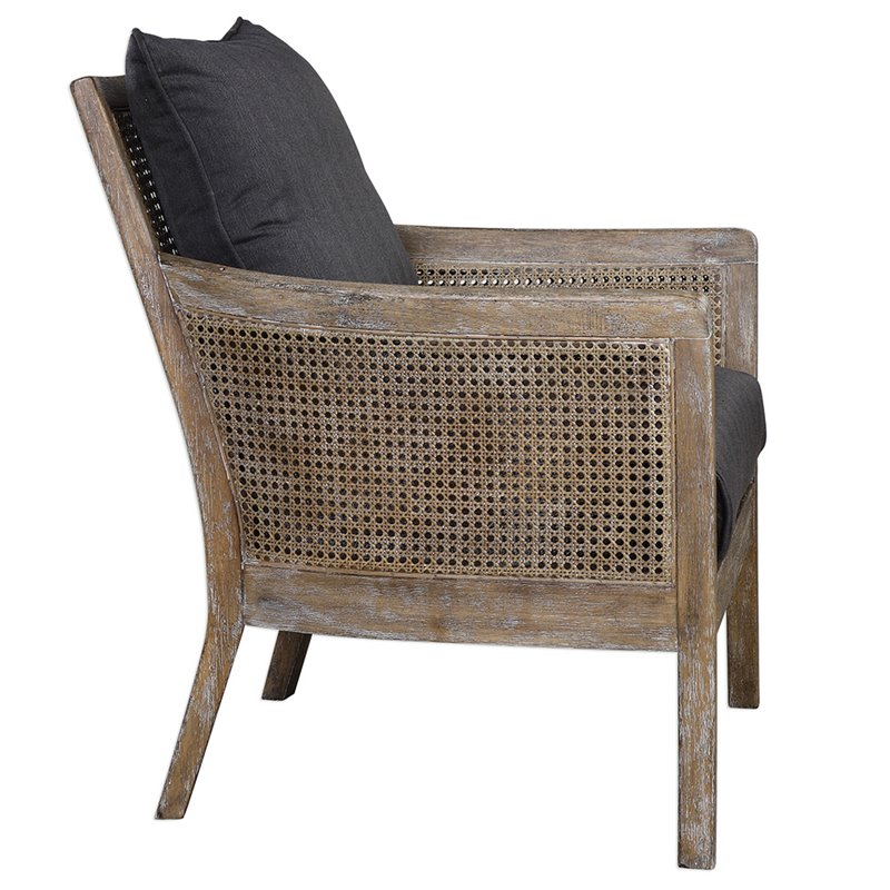 Uttermost Encore Coastal Fabric and Wood Arm Chair in Dark Gray