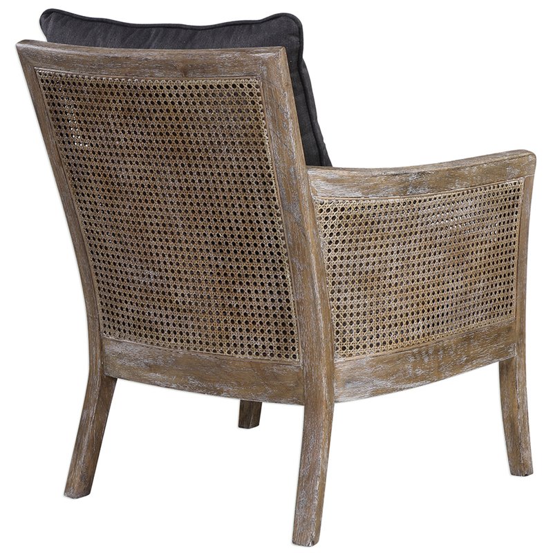 Uttermost Encore Coastal Fabric and Wood Arm Chair in Dark Gray