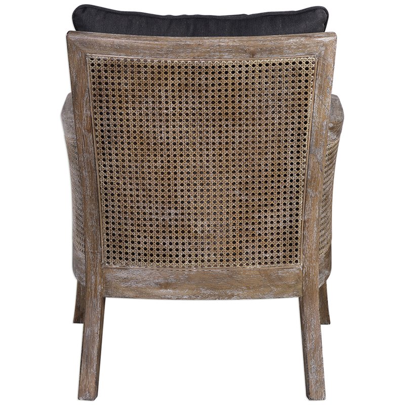 Uttermost Encore Coastal Fabric and Wood Arm Chair in Dark Gray