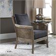 Uttermost Encore Coastal Fabric and Wood Arm Chair in Dark Gray