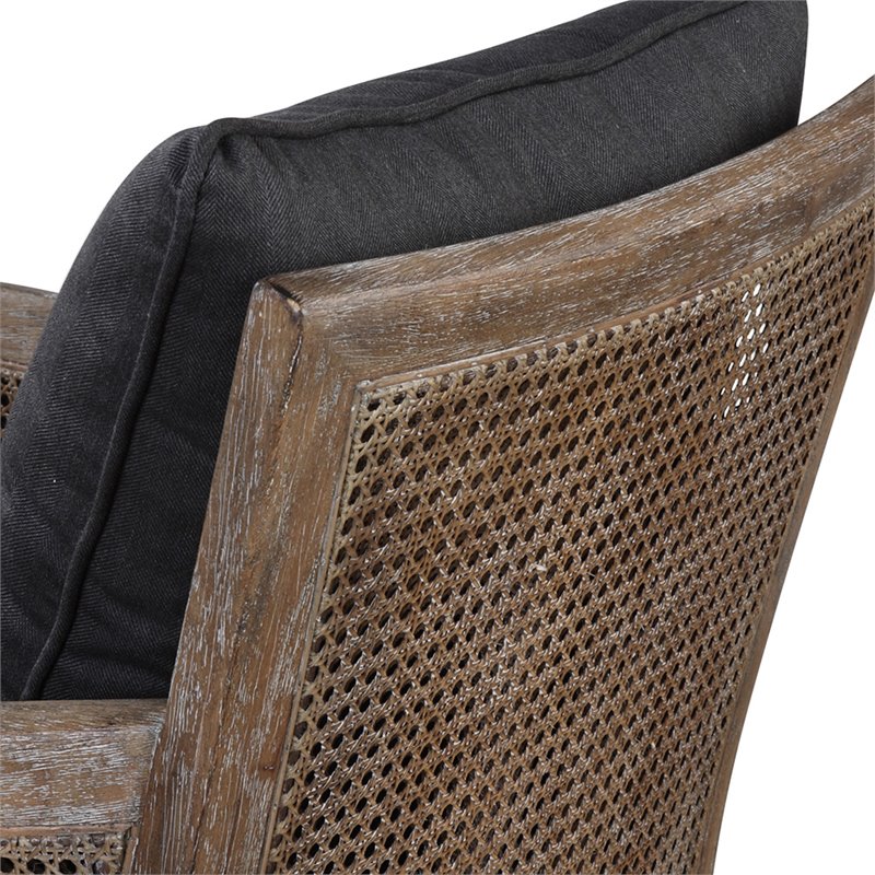 Uttermost Encore Coastal Fabric and Wood Arm Chair in Dark Gray